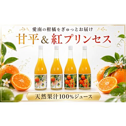 ふるさと納税 果汁飲料 みかん 愛媛県 愛南町 紅プリンセスジュース 甘平ジュース ストレート 各720ml × 2本 4本セット 中山農園 みかん 蜜柑 プリンセス 紅…