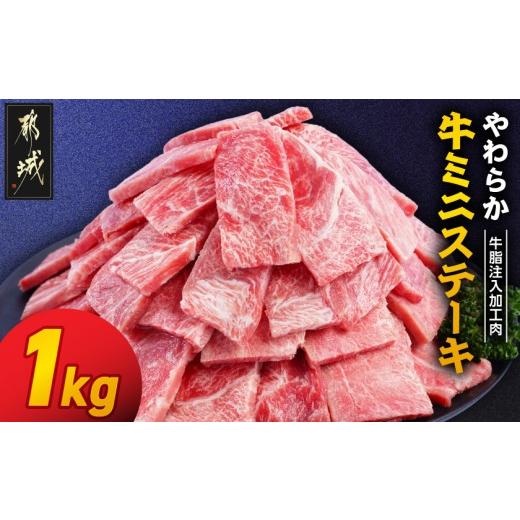 ふるさと納税 牛肉 ステーキ 宮崎県 都城市 やわらか牛ミニステーキ1kg 牛脂注入加工品(成型肉)  (都城市) ビーフ 牛肉 冷凍 おかず 焼くだけ