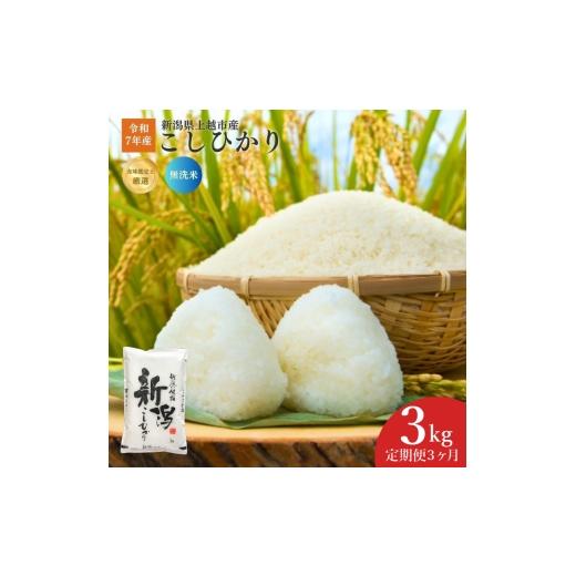 ふるさと納税 無洗米 新潟県 上越市 令和7年産 食味鑑定士厳選 新潟県産こしひかり 無洗米 3kg 3か月定期便 上越市 米 コメ コシヒカリ
