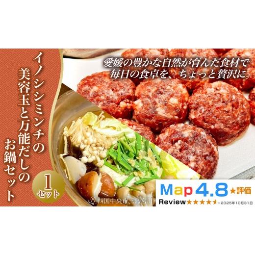 ふるさと納税 猪肉 愛媛県 四国中央市 イノシシミンチの美容玉と万能だしのお鍋セット