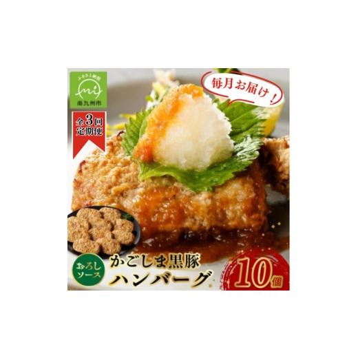 ふるさと納税 豚肉 ハンバーグ 鹿児島県 南九州市 毎月定期便 かごしま黒豚ハンバーグおろしソース10個(南九州市)全3回 4086898
