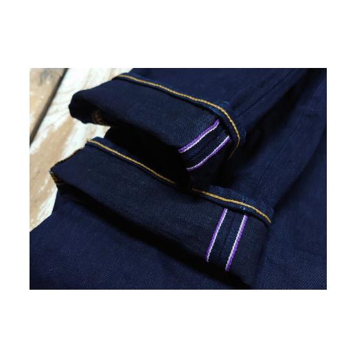 ふるさと納税 服 新潟県 妙高市 毘沙門天　天然藍ジーンズ　BI-24546IND×BK　タイトストレート W36(91cm) W36(91cm)の画像