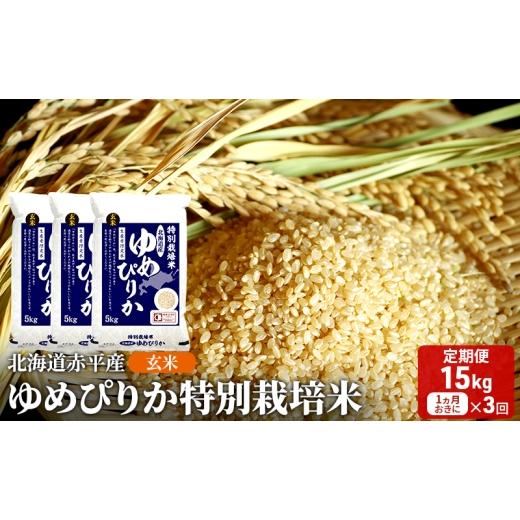 ふるさと納税 玄米 北海道 赤平市 玄米 北海道赤平産 ゆめぴりか 15kg (5kg×3袋) 特別栽培米 1ヵ月おきに3回お届け 米 北海道 定期便 ふるさと納税