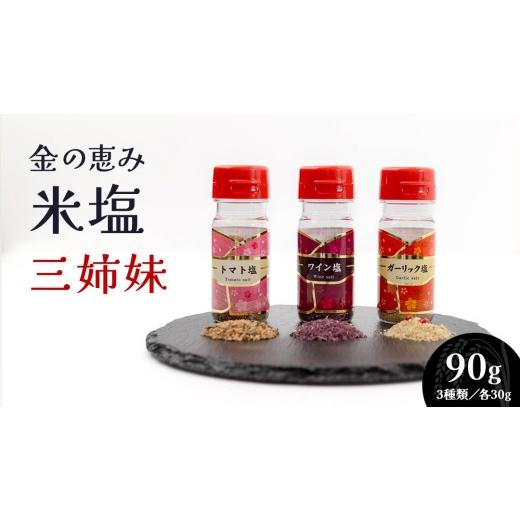 ふるさと納税 塩・だし ハーブ・風味付き 茨城県 つくばみらい市 金の恵み米塩 三姉妹 塩3種セット(トマト塩・ワイン塩・ガーリック塩) ソルト しお salt 食…