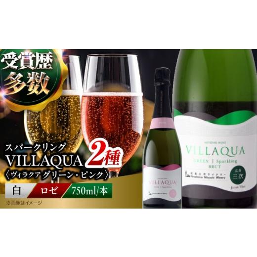 ふるさと納税 ワイン スパークリングワイン 広島県 三次市 お中元ギフト対象 ワイン VILLAQUA グリーン・ピンク 750ml 2本セット 受賞 国産 ワイン 白 白ワイ…