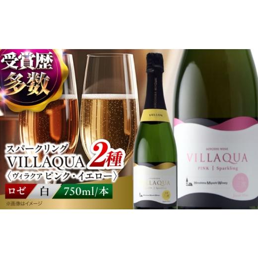 ふるさと納税 ワイン スパークリングワイン 広島県 三次市 スピード発送 日本産スパークリングワイン VILLAQUA ピンク・イエロー 750ml 2本セット ワインセッ…