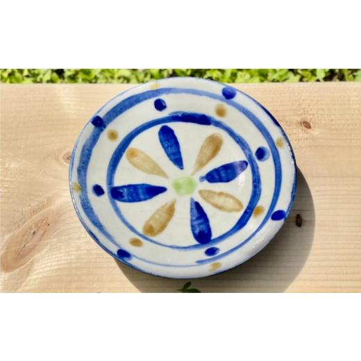 ふるさと納税 食器・グラス 皿 沖縄県 読谷村  やちむん工房　和 5寸皿 1枚焼き (唐草2色、点打ちと花の2枚組) 〇 沖縄 読谷村 やちむん 器 普段使い ペア_2