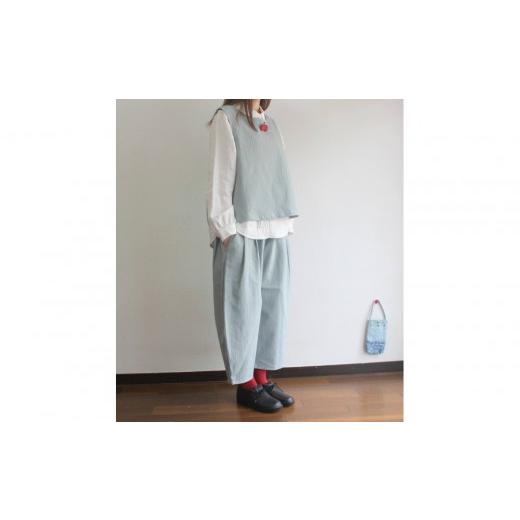 ふるさと納税 服 女 神奈川県 鎌倉市 北鎌倉のアトリエよりお届け コットンリネンのおさんぽパンツ カラー:水色 水色