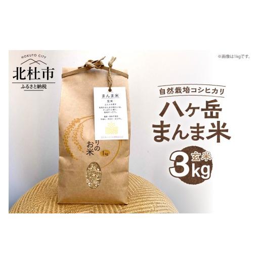 ふるさと納税 米 コシヒカリ 山梨県 北杜市 令和7年度米 八ヶ岳 まんま米 玄米3kg(手植え・手刈り・天日干しの自然栽培コシヒカリ) 玄米