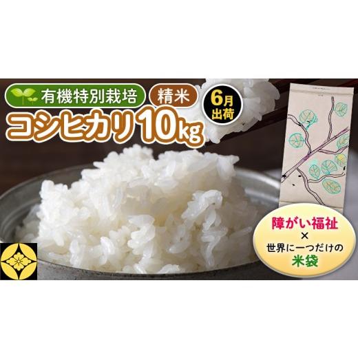 ふるさと納税 米 コシヒカリ 茨城県 つくばみらい市 令和7年産 6月出荷 障害福祉 × 世界に一つだけの 米袋 精米 10kg 三百年続く農家の 有機特別栽培 コシヒ…