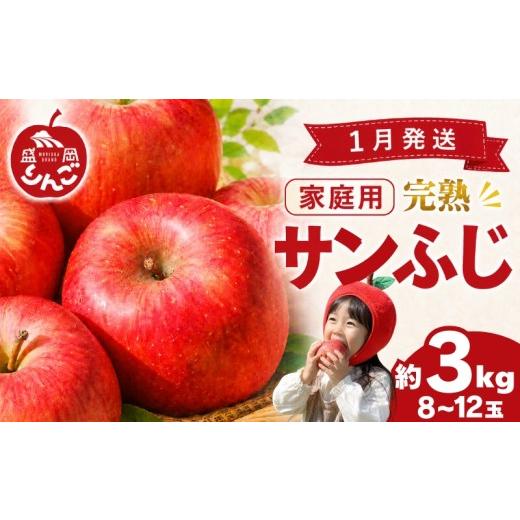 ふるさと納税 果物類 岩手県 盛岡市 先行予約 訳あり サンふじ 完熟 りんご 3kg 8~12玉 家庭用 <1月発送> 規格外 傷 不揃い フルーツ 果物 冬 旬 旬のフ…