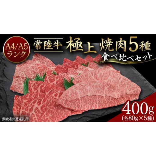 ふるさと納税 牛肉 ステーキ 茨城県 桜川市 常陸牛 極上 焼肉 5種食べ比べ セット 400g (各80g) 茨城県共通返礼品 希少部位 霜降り 赤身 黒毛和牛 焼肉 食べ…