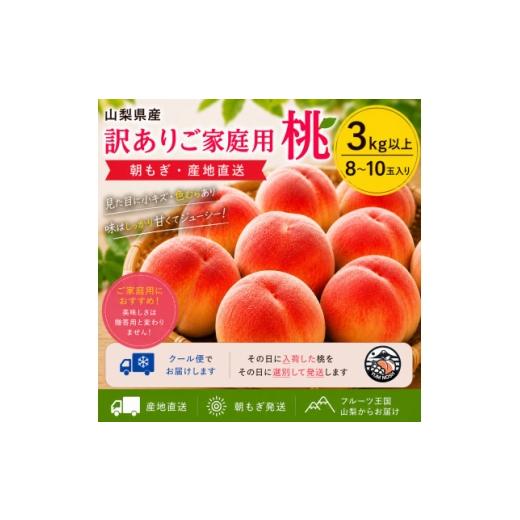 ふるさと納税 もも 山梨県 山梨市 山梨県産 訳あり ご家庭用 桃 3kg以上(8〜10玉)旬のおまかせ クール便発送 1740488