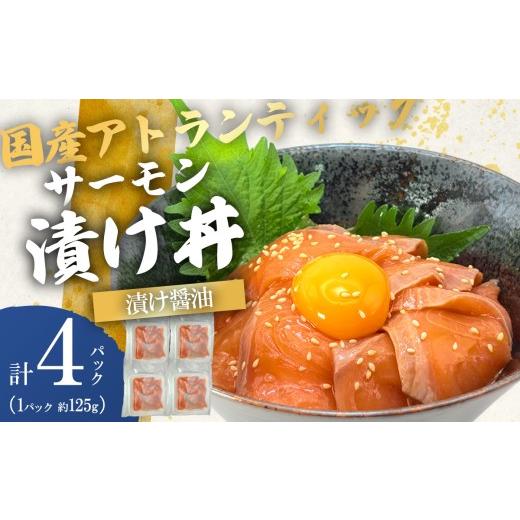 ふるさと納税 魚貝類 サーモン 静岡県 小山町 小山町産アトランティックサーモン 冷凍 サーモン漬け丼(約125g×4P)漬け醤油 | サーモン 小分け 真空パック …