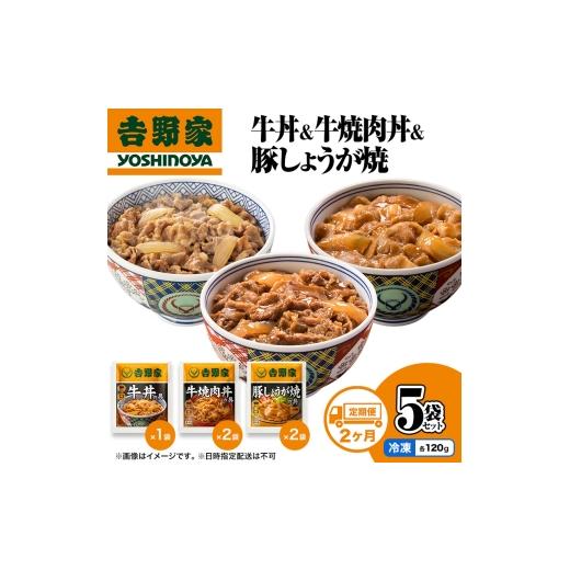 ふるさと納税 肉 新潟県 十日町市 定期便 2か月 吉野家 牛丼&amp;牛焼肉丼&amp;豚しょうが焼 5袋セット(冷凍) 牛丼 レトルト 非常食 防災食 お楽しみ 新潟
