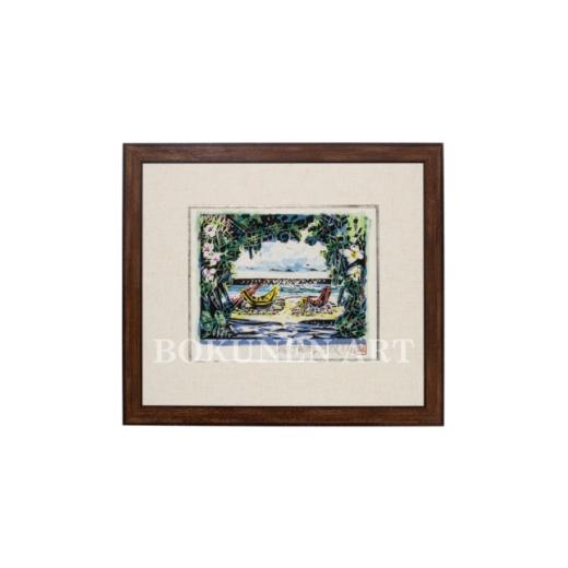 ふるさと納税 家具 沖縄県 伊是名村 名嘉睦稔・木版画 沖縄の旅 サイズ小 1742409