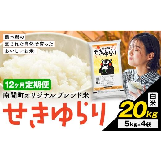 ふるさと納税 米 ブレンド 熊本県 南関町 12ヶ月定期便 米 南関町 せきゆらり 白米 20kg[お申込み翌月から出荷]熊本県産 国産 白米 こめ コメ 20キロ