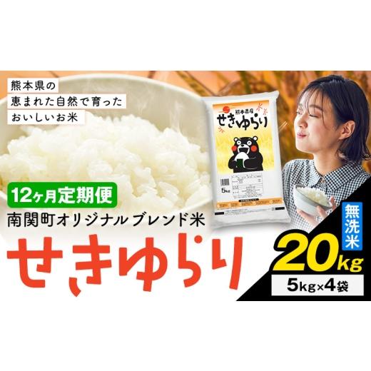 ふるさと納税 無洗米 熊本県 南関町 12ヶ月定期便 米 南関町 せきゆらり 無洗米 20kg[お申込み翌月から出荷]熊本県産 国産 無洗米 こめ コメ 20キロ