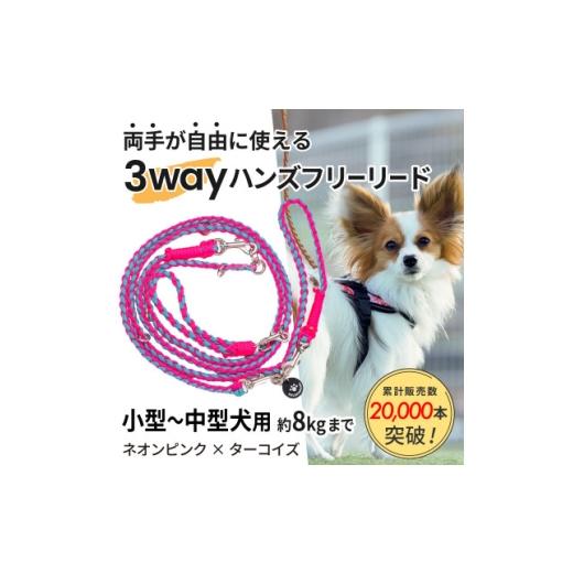 ふるさと納税 雑貨・日用品 静岡県 掛川市 犬用 3WAYハンズフリーリード(小型〜中型犬用)ネオンピンク×ターコイズ ゴールデンママ 1743127