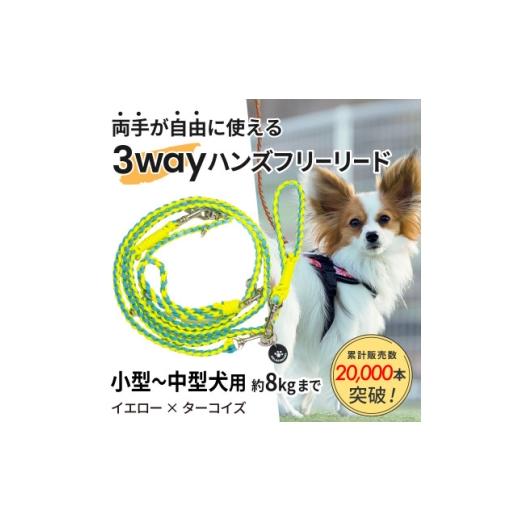 ふるさと納税 雑貨・日用品 静岡県 掛川市 犬用 3WAYハンズフリーリード(小型〜中型犬用)イエロー×ターコイズ ゴールデンママ 1743128