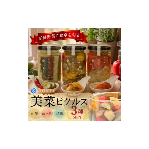 ふるさと納税 加工品等 漬物 大阪府 和泉市 湯剥きトマトや利尻昆布の旨み 洋風・和風・フルーティが揃う美菜ピクルス3種食べ比べセット(各1瓶) 1745298