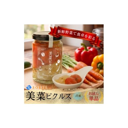 ふるさと納税 加工品等 漬物 大阪府 和泉市 あと一品欲しい時に 湯剥きトマトにバジル香る極上仕立て。美菜ピクルス(洋風)お試し単品1瓶 1745330