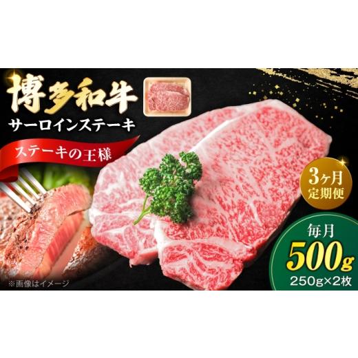 ふるさと納税 牛肉 サーロイン 福岡県 豊前市 全3回定期便 大満足 博多和牛 牛肉 サーロイン ステーキ 500g (250g×2)[豊前市] 肉のくまもと屋