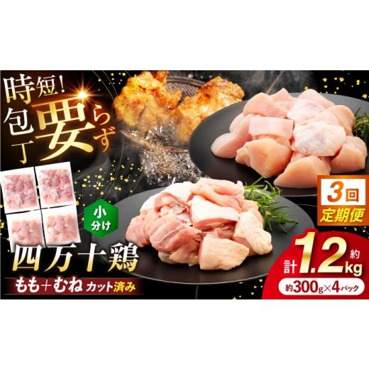 ふるさと納税 鶏肉 モモ 高知県 高知市 3回定期便 四万十鶏「もも肉」「むね肉」 切身 計約1.2kg(約300g×4パック)カットでかんたん時短セット / 四万十鶏…
