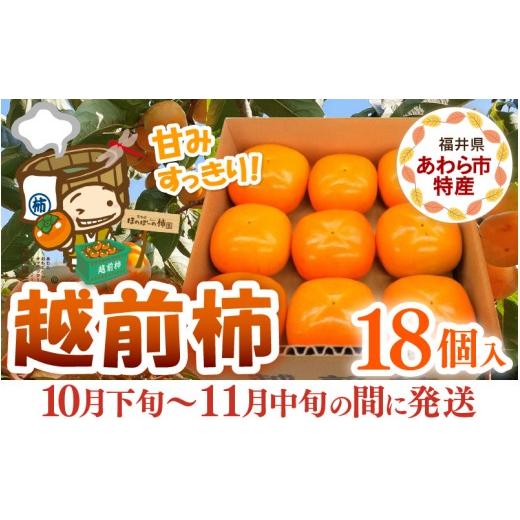 ふるさと納税 果物類 柿 福井県 あわら市 先行予約 2026年10月下旬〜11月中旬に発送 厳選 種なし スッキリ甘みの越前柿 18個入 / 果物 フルーツ かき 種なし…
