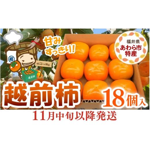 ふるさと納税 果物類 柿 福井県 あわら市 先行予約 2026年11月中旬以降発送 厳選 種なし スッキリ甘みの越前柿 18個入 / 果物 フルーツ かき 種なし 産地直…
