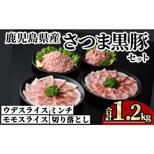 ふるさと納税 豚肉 モモ 鹿児島県 曽於市 鹿児島県産さつま黒豚モリモリおためしパック (合計1.2kg) 小分け 冷凍 スライス ひき肉 ミンチ モモ ウデ 切り落と…