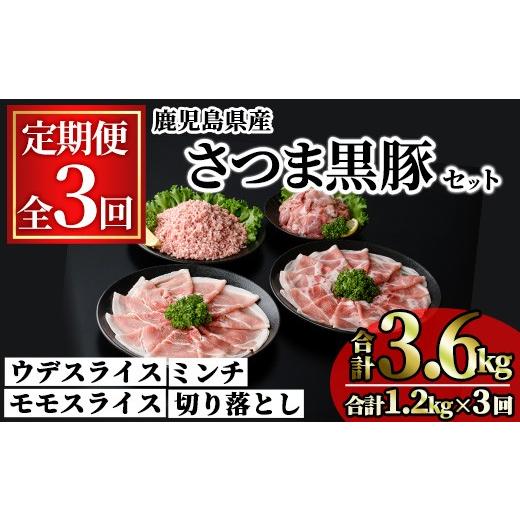 ふるさと納税 豚肉 モモ 鹿児島県 曽於市 定期便・全3回 鹿児島県産さつま黒豚モリモリおためしパック(合計3.6kg・1.2kg×3回) 小分け 冷凍 スライス ひき肉 …