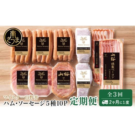ふるさと納税 肉 ハム 鹿児島県 南さつま市 定期便:2ヶ月に1度 山野井のハム・ソーセージ 5種(計10P)×3回 ウインナー ベーコン ハム スライス 肉 豚肉 詰…