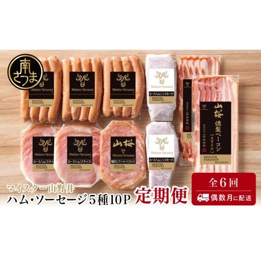 ふるさと納税 肉 ハム 鹿児島県 南さつま市 定期便6回:偶数月 マイスター山野井 ハム・ソーセージ 5種(計10P)ウインナー ベーコン ハム スライス 肉 豚肉 …