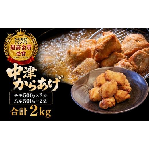 ふるさと納税 鶏肉 唐揚げ 大分県 中津市 九州産若鶏のからあげ 合計2kg (冷凍・レシピ付きからあげ粉) もも肉・500g (約12個入) とむね肉・500g (約12個入) …