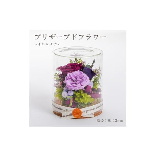 ふるさと納税 雑貨・日用品 花 岐阜県 羽島市 プリザーブドフラワー ガラスケース入りアレンジ イネス モナ(パープル) 1748563
