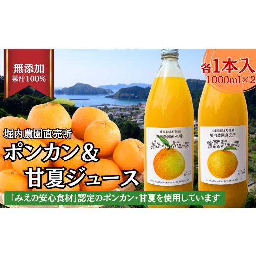 ふるさと納税 果汁飲料 みかん 三重県 紀北町 紀北町道瀬産ストレート果汁100%「ポンカン&甘夏ジュース2本セット」[各1本]堀内農園直売所