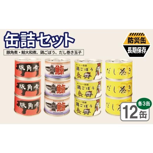 ふるさと納税 缶詰・瓶詰 大阪府 泉佐野市 缶詰4種12缶セット(豚角煮缶詰/鯨大和煮缶詰/鶏ごぼう缶詰/だし巻き玉子缶詰) 各3缶 おかず おつまみ 弁当 防…
