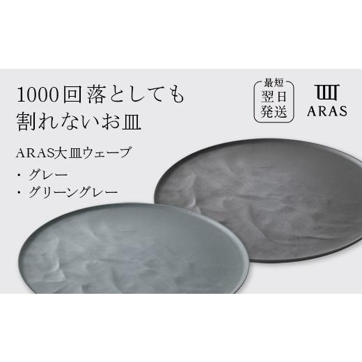 ふるさと納税 食器・グラス 皿 石川県 加賀市 ARAS 大皿ウェーブ 2枚セット カラー:グレー&amp;グリーングレー 27cm 大皿 プレート 割れない 保証付き ARAS …