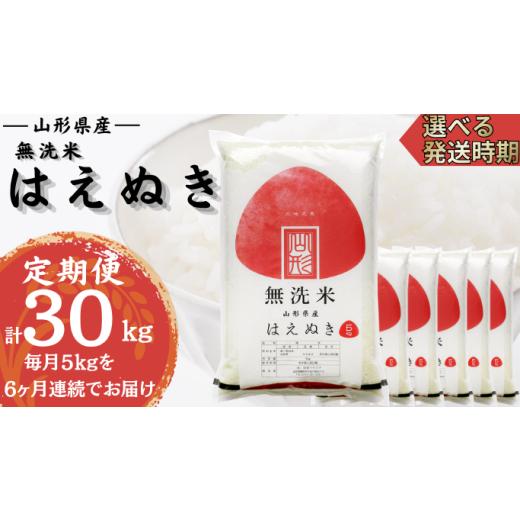 ふるさと納税 米 はえぬき 山形県 遊佐町 定期便 無洗米はえぬき5kg×6ヶ月連続中旬発送 計30kg(10月〜3月) 令和8年10月〜令和9年3月発送