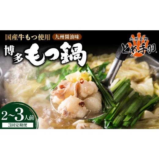 ふるさと納税 モツ鍋 福岡県 那珂川市 定期便・全3回 九州名物 とめ手羽 博多 もつ鍋 セット 九州しょうゆ味 2-3人前 2~3人前/全3回