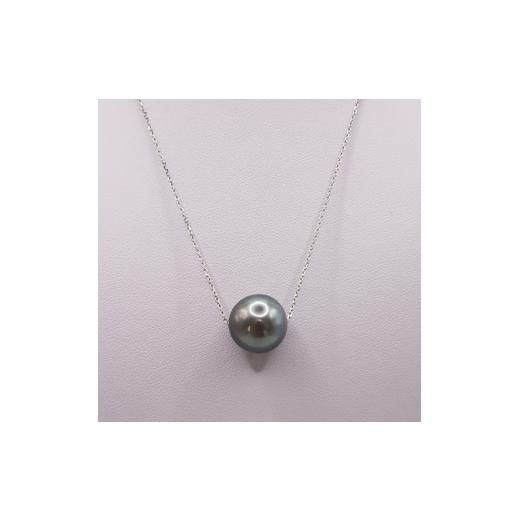 ふるさと納税 アクセサリー ネックレス 三重県 伊勢市 2176 K10WG タヒチ黒蝶真珠 約14.0mm スルーネックレス