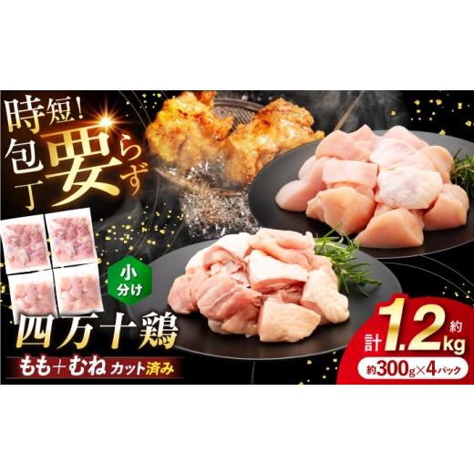 ふるさと納税 鶏肉 モモ 高知県 高知市 四万十鶏「もも肉」「むね肉」 切身 計約1.2kg(約300g×4パック)カットでかんたん時短セット / 四万十鶏 もも肉 む…