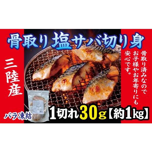 ふるさと納税 旬の鮮魚等 岩手県 普代村 三陸産 骨取り サバ (有塩・約1kg 30g切り身 ) 国産 岩手県産 冷凍 骨取り済み 骨取り魚 バラ凍結 チャック 付き 鯖