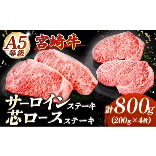 ふるさと納税 牛肉 サーロイン 宮崎県 小林市 A5等級宮崎牛 サーロインステーキ・芯ロースステーキセット800g(小林市産 牛肉 和牛 特選 贅沢 厳選和牛 ブラ…