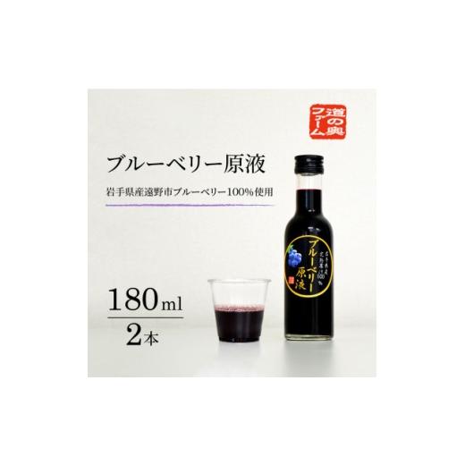 ふるさと納税 果汁飲料 岩手県 遠野市 栽培期間中農薬不使用 遠野のブルーベリーから絞った原液 180ml×2本セット 道の奥ファーム 1476685