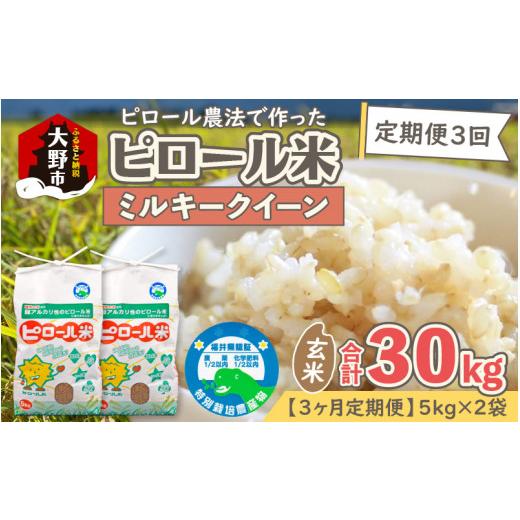 ふるさと納税 米 ミルキークイーン 福井県 大野市 先行予約 令和8年産 新米 3ヶ月定期便 ミネラル豊富 弱アルカリ性のピロール米 ミルキークイーン 玄米 10kg…