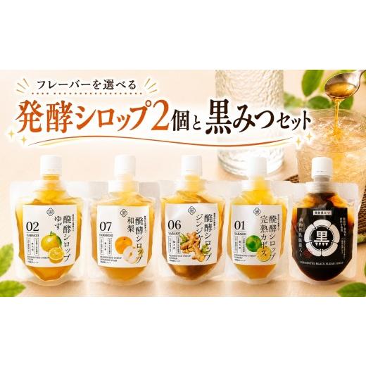 ふるさと納税 加工品等 大分県 中津市 フレーバーを選べる 発酵シロップ2個セットと黒みつセット | 蛍茶園 手作り カボス 和梨 ゆず 生姜 発酵 シロップ 黒み…