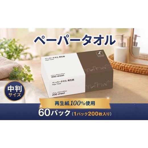 ふるさと納税 雑貨・日用品 神奈川県 厚木市 ペーパータオル 200枚 × 60パック 再生紙 使い捨てタオル 中判 ソフトタイプ レギュラー 手拭き キッチン 掃除 …