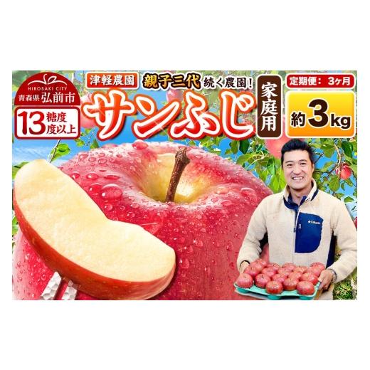 ふるさと納税 りんご 青森県 弘前市 27年1月〜発送 [定期便3ヶ月]りんご サンふじ 家庭用 約3kg 8〜12玉程度 糖度13度以上 津軽農園 先行予約 青森県 弘前…